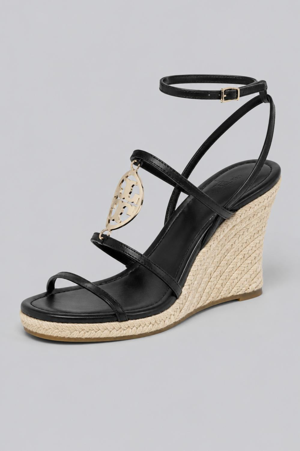 Women’s Capri Miller Espadrille Wedge Sandals - Black/Gold - 6 - Espadrille
