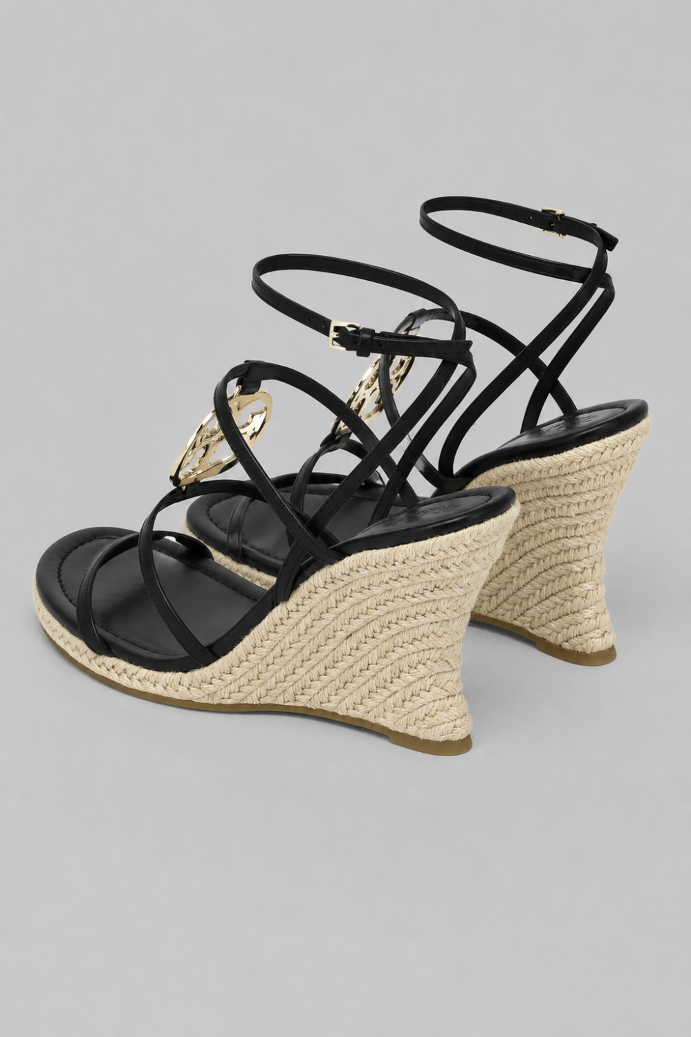 Women’s Capri Miller Espadrille Wedge Sandals - Black/Gold - 6 - Espadrille