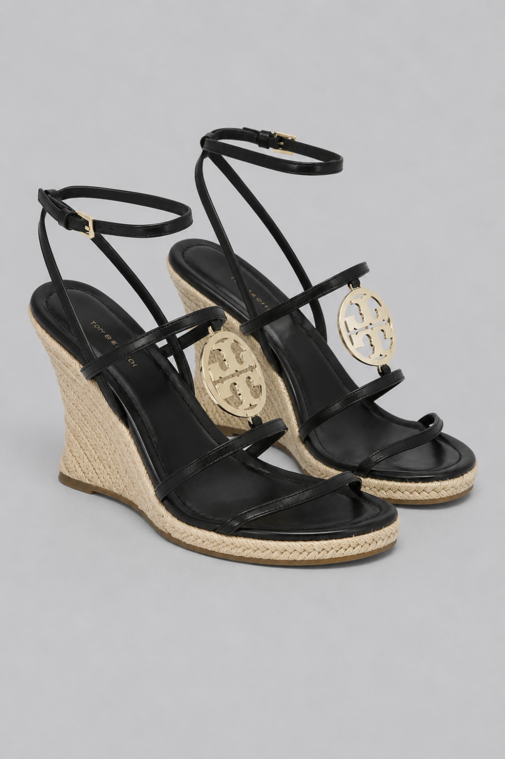 Women’s Capri Miller Espadrille Wedge Sandals - Black/Gold - 6 - Espadrille