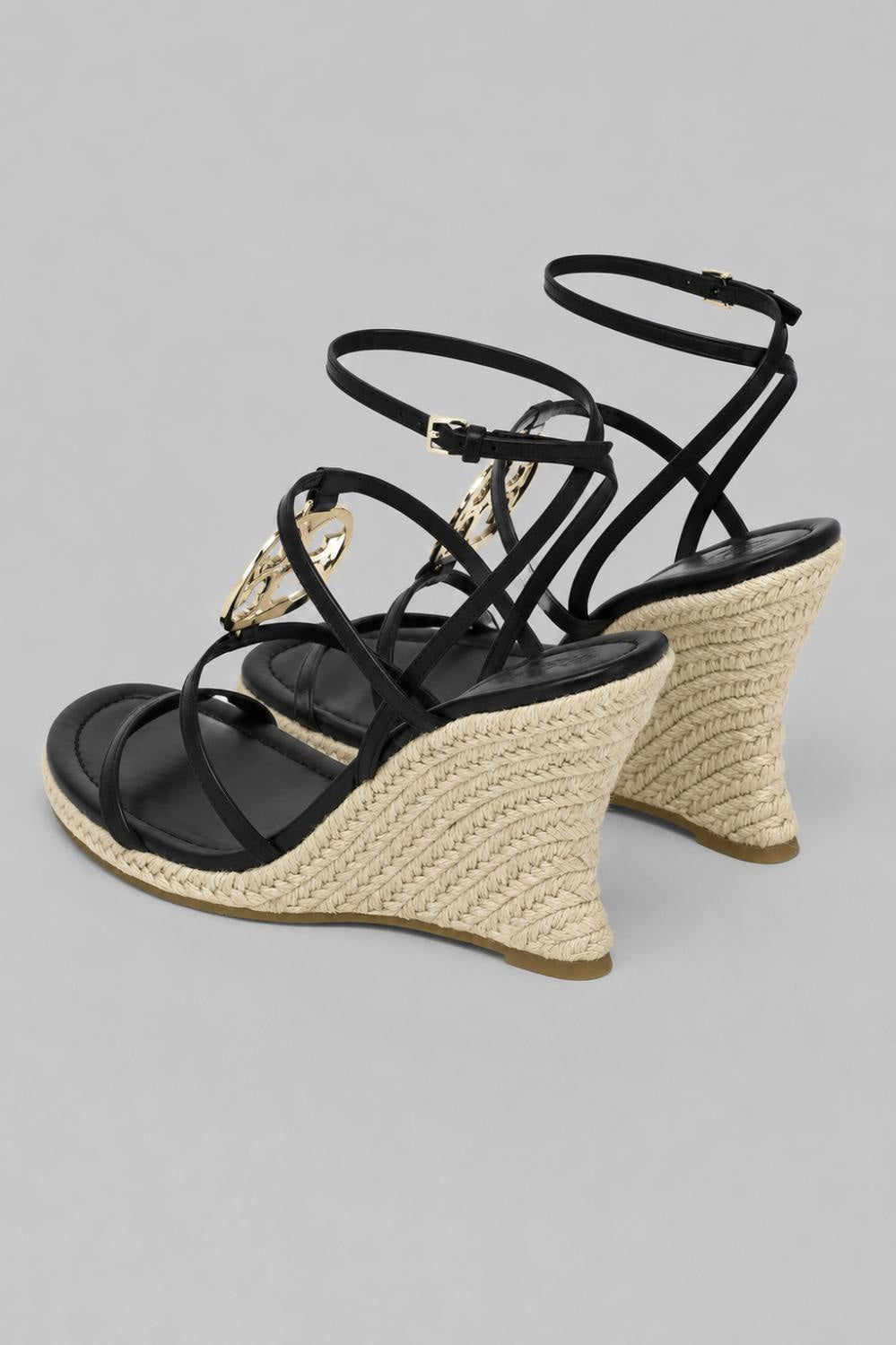 Women’s Capri Miller Espadrille Wedge Sandals - Black/Gold - 6 - Espadrille