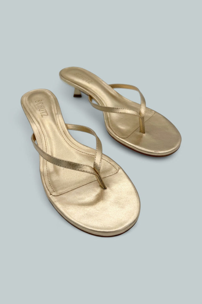 Women’s Carolyn Thong Sandals - Platina Gold Leather - 9 - Sandals