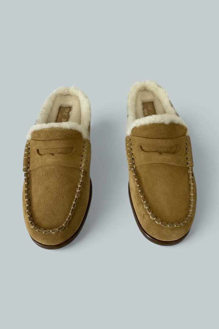 Women’s Carter Mules - Caramel Suede Shearling - 6 US / 36 EU - Mules