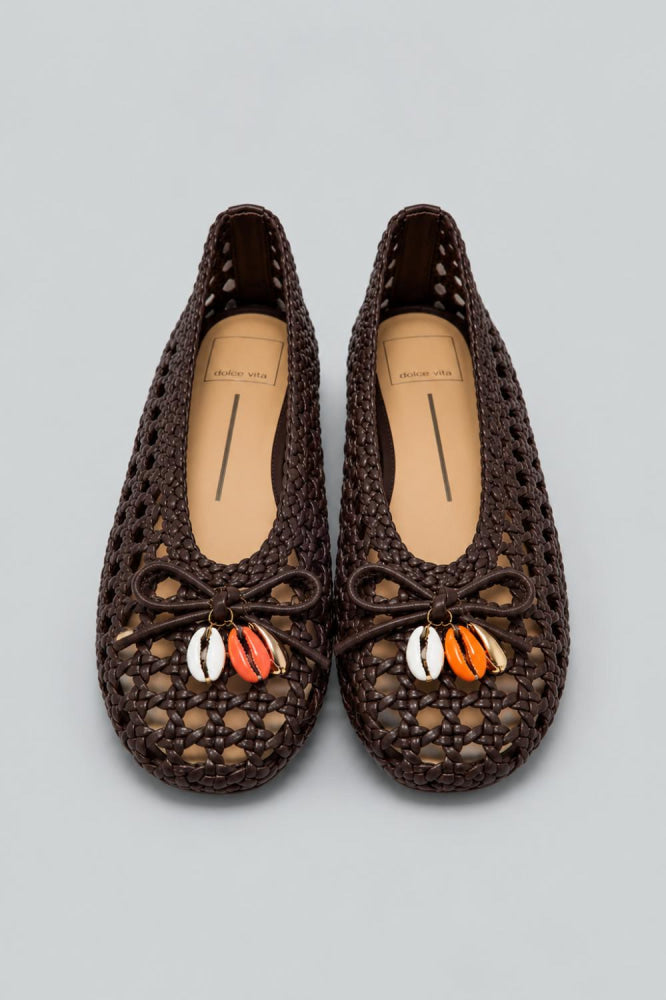 Women’s Cason Charm Woven Flats - Dark Brown Woven Leather - Flats