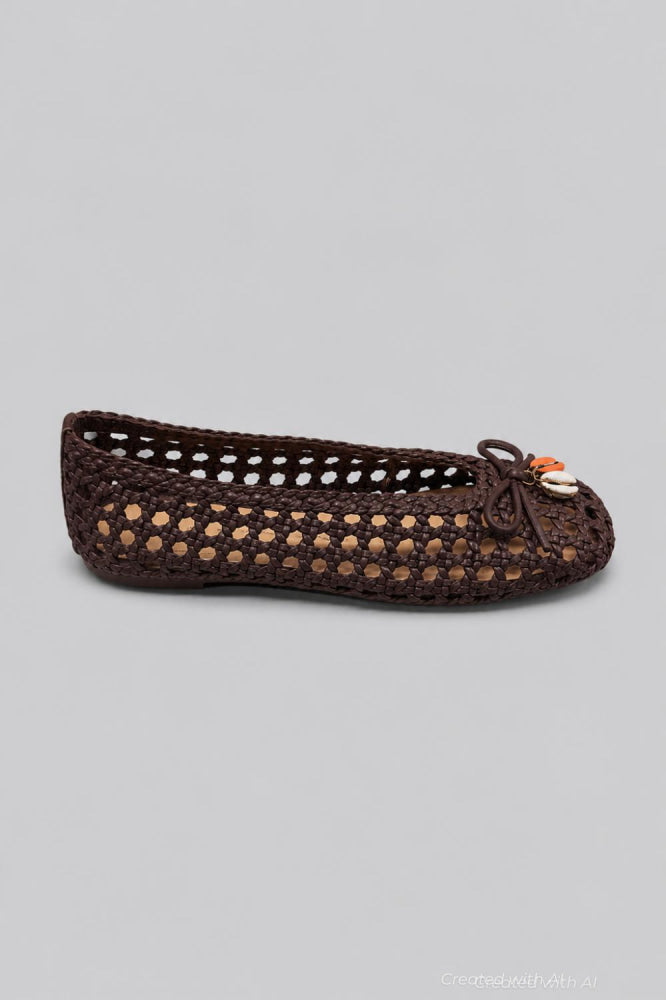 Women’s Cason Charm Woven Flats - Dark Brown Woven Leather - Flats