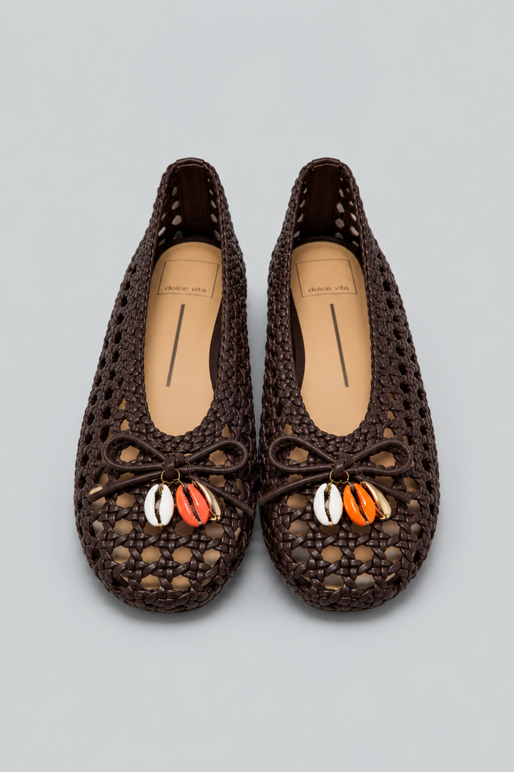 Women’s Cason Charm Woven Flats - Dark Brown Woven Leather - Flats