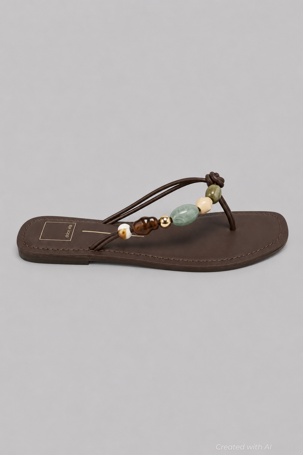 Women’s Cely Embellished Thong Sandals - Dark Brown Leather - Flip Flop