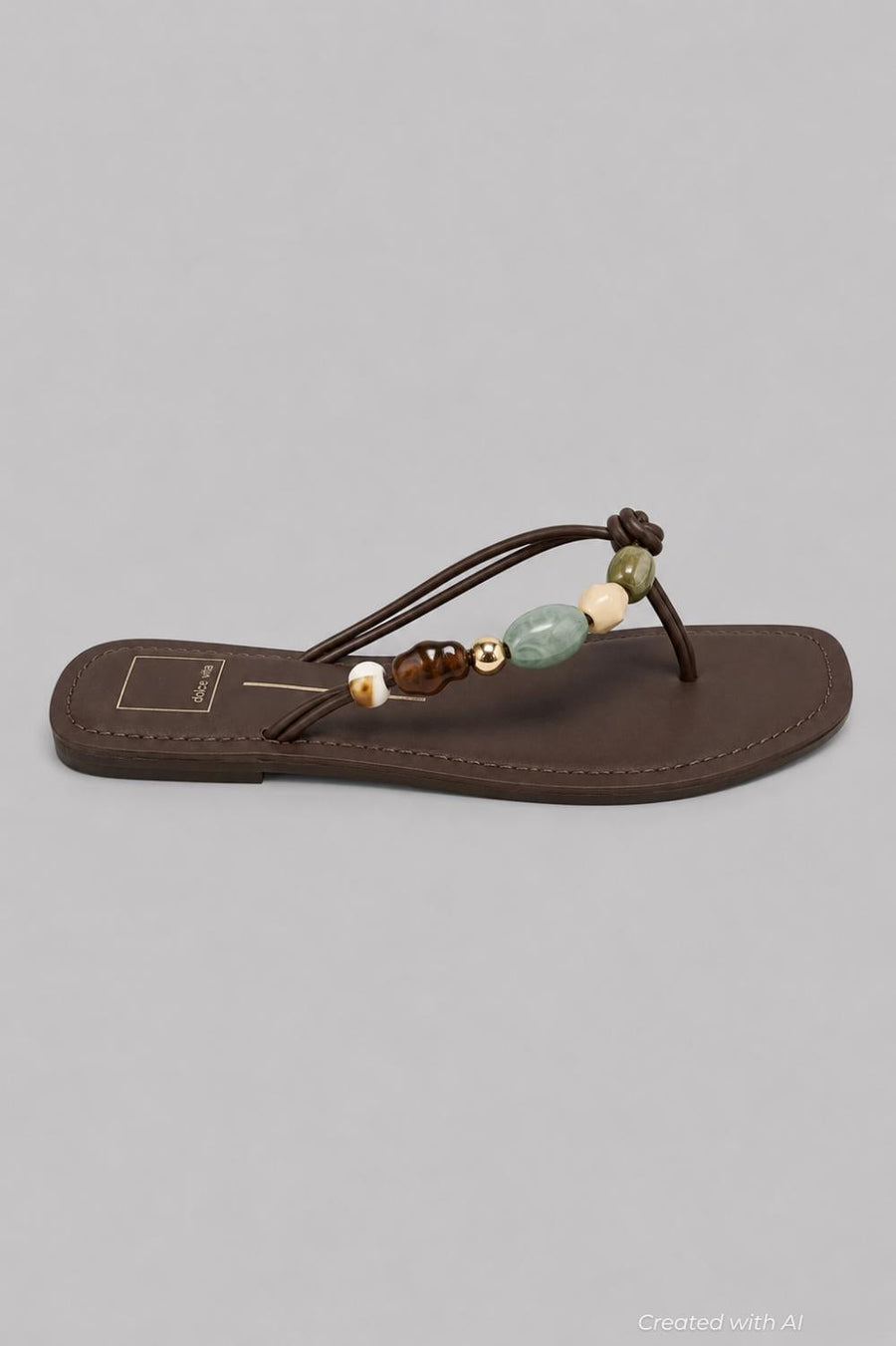 Women’s Cely Embellished Thong Sandals - Dark Brown Leather - Flip Flop