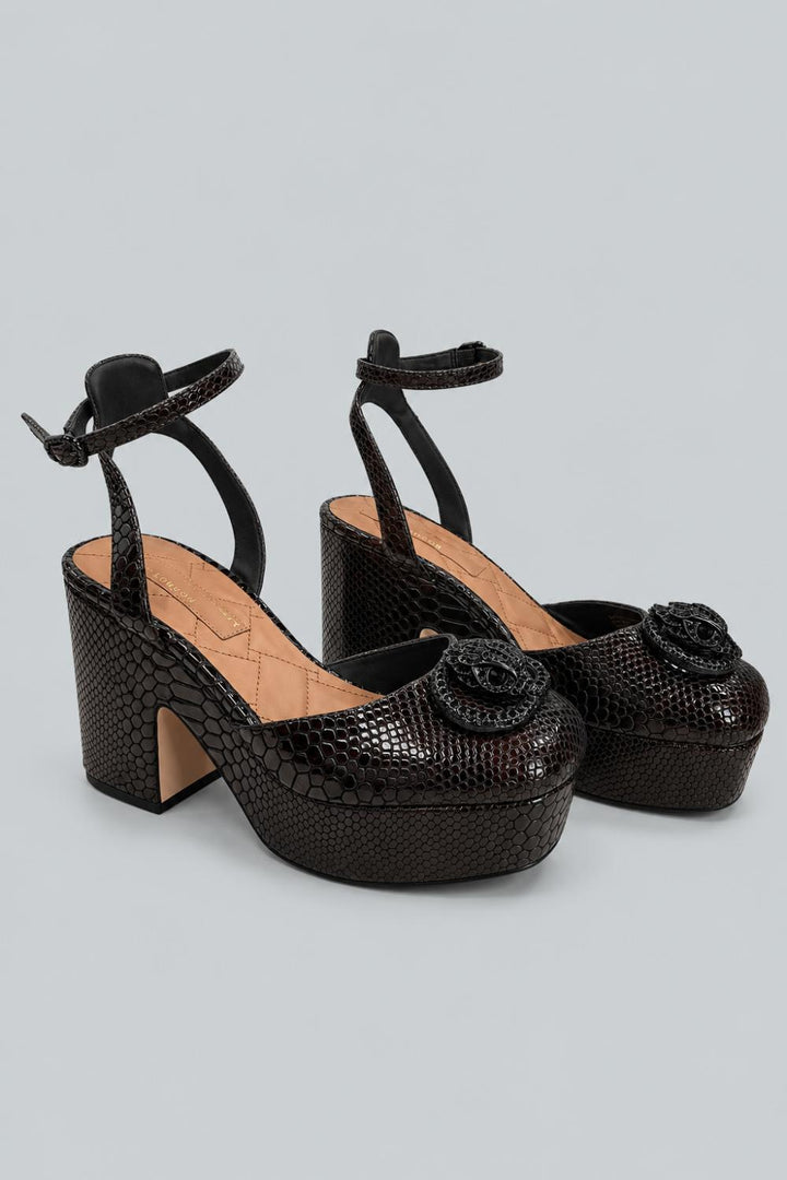 Women’s Chelsea Closed Platform Heel - Black Lizzard - Heels