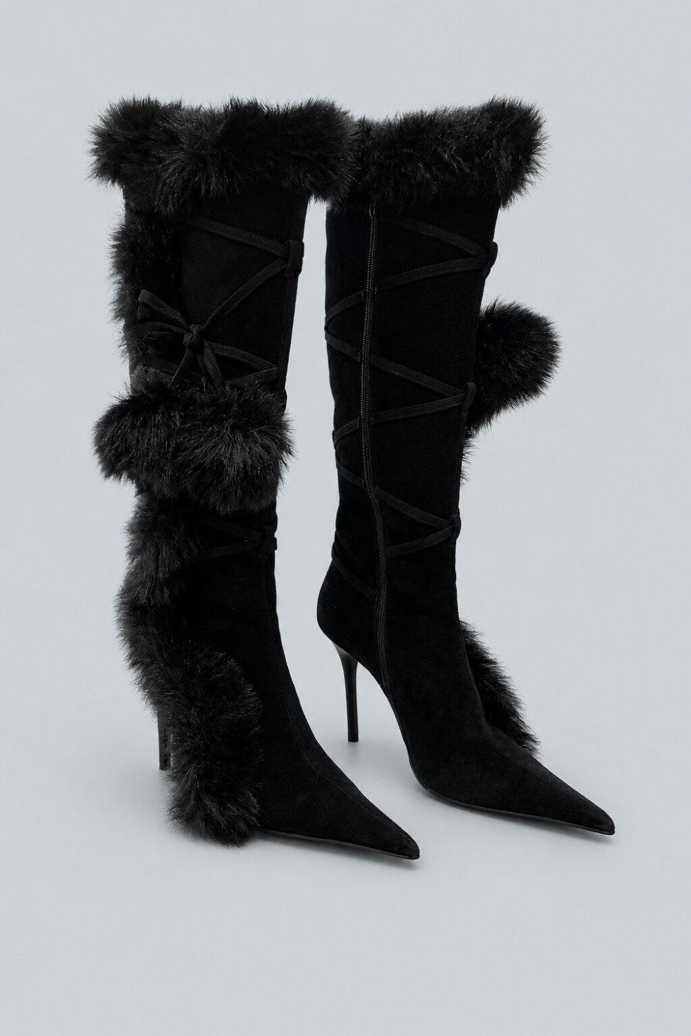 Women’s Chilly Faux Fur Boots - Black Combo - 7 - Boots