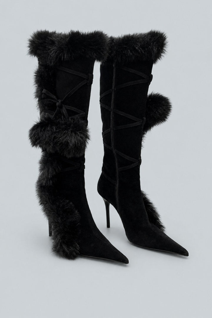 Women’s Chilly Faux Fur Boots - Black Combo - 7 - Boots