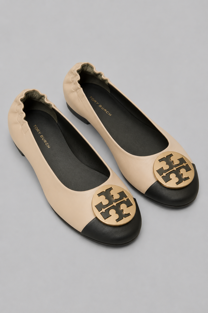 Women’s Claire Cap Toe Ballet Flats - New Cream/Black/Gold - 9.5 - Flats