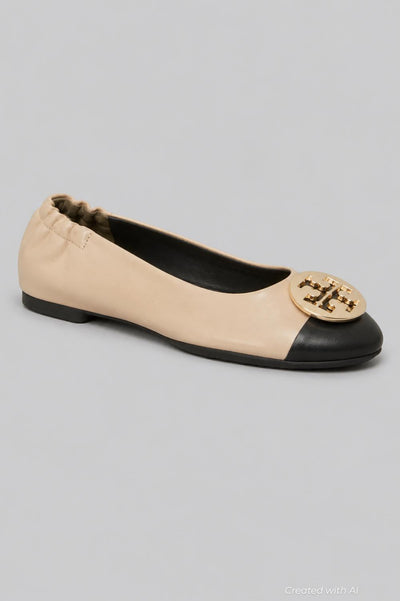 Women’s Claire Cap Toe Ballet Flats - New Cream/Black/Gold - 9.5 - Flats