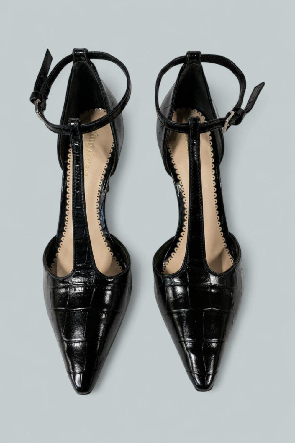 Women’s Clara T Strap Pumps - Black - 6 US / 36 EU - Sandal