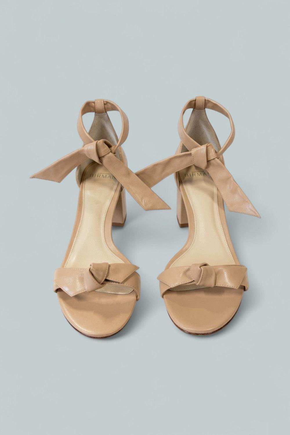 Women’s Clarita Ankle Tie Block Heel Sandals - Beige - 8.5 US / 38.5 EU - Sandals