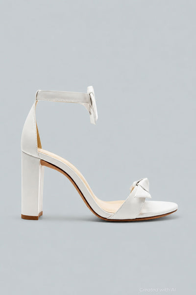 Women’s Clarita Ankle Tie High Block Heel Sandals - White - 6.5 - Sandals