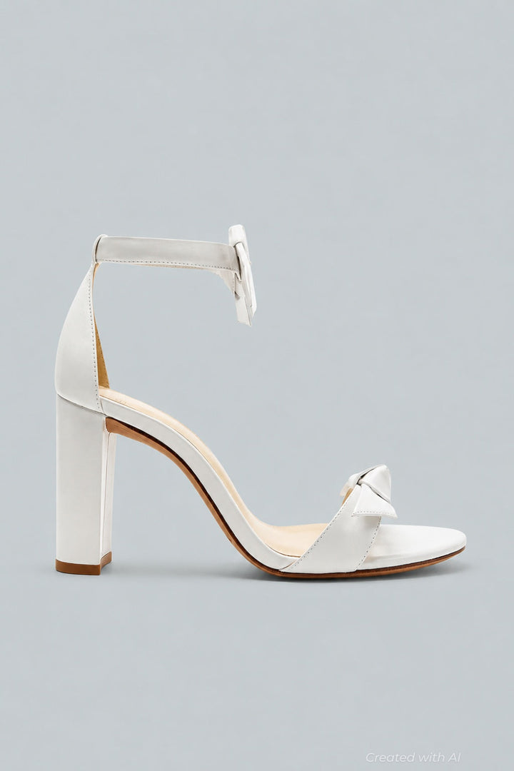 Women’s Clarita Ankle Tie High Block Heel Sandals - White - 6.5 - Sandals
