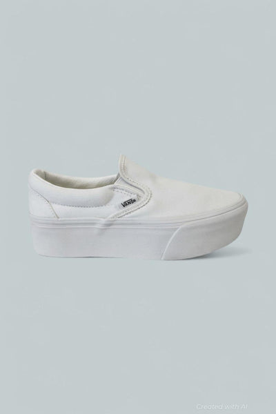 Women’s Classic Slip On Platform Sneakers - True White - 6 WMN / 4.5 MEN - Slip-On