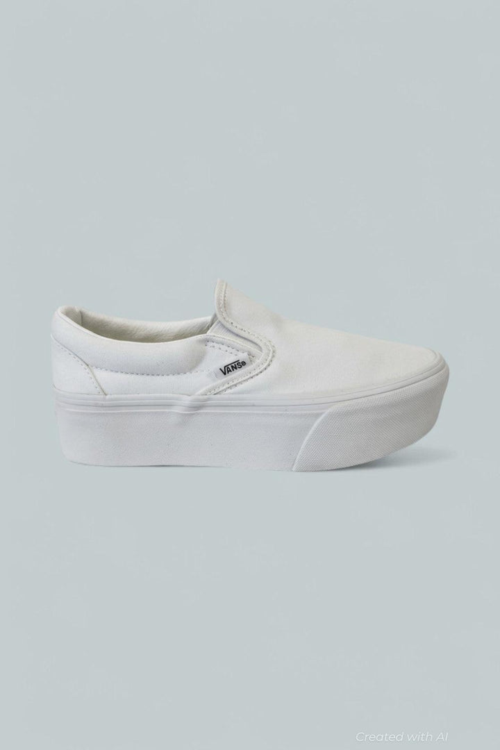 Women’s Classic Slip On Platform Sneakers - True White - 6 WMN / 4.5 MEN - Slip-On