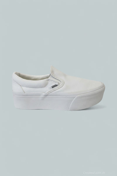 Women’s Classic Slip On Platform Sneakers - True White - 6 WMN / 4.5 MEN - Slip-On