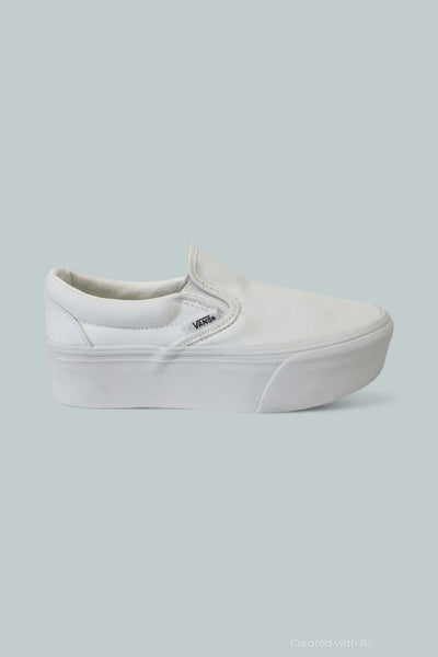 Women’s Classic Slip On Platform Sneakers - True White - 6 WMN / 4.5 MEN - Slip-On