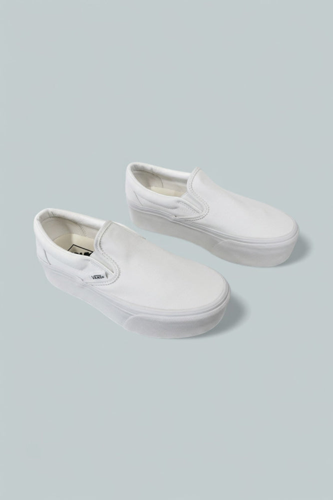 Women’s Classic Slip On Platform Sneakers - True White - 6 WMN / 4.5 MEN - Slip-On