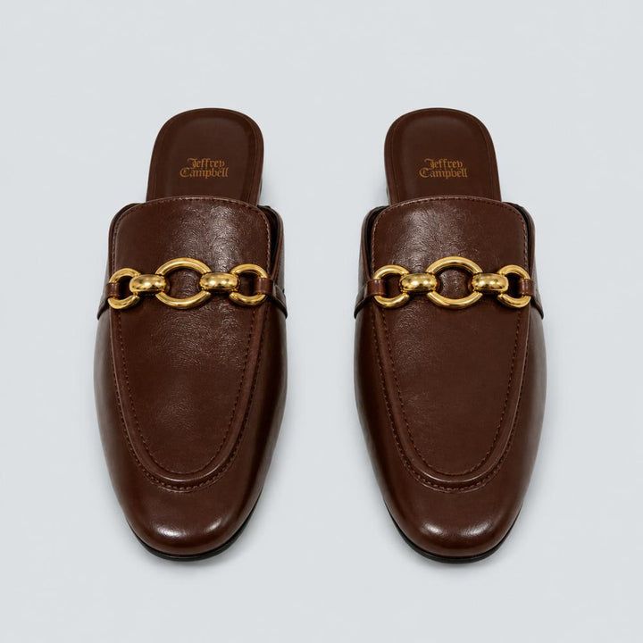 Women’s Clerk Slide Loafer Flats - Brown Gold - 6 - Loafers