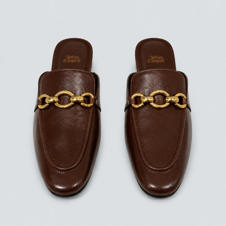 Women’s Clerk Slide Loafer Flats - Brown Gold - 6 - Loafers