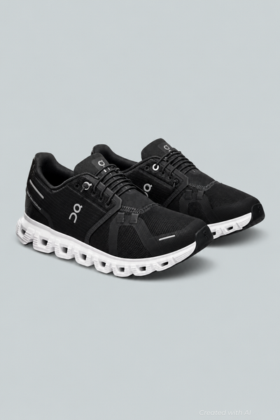 Women’s Cloud 6 Wide Running Sneakers - Black/White - Sneaker