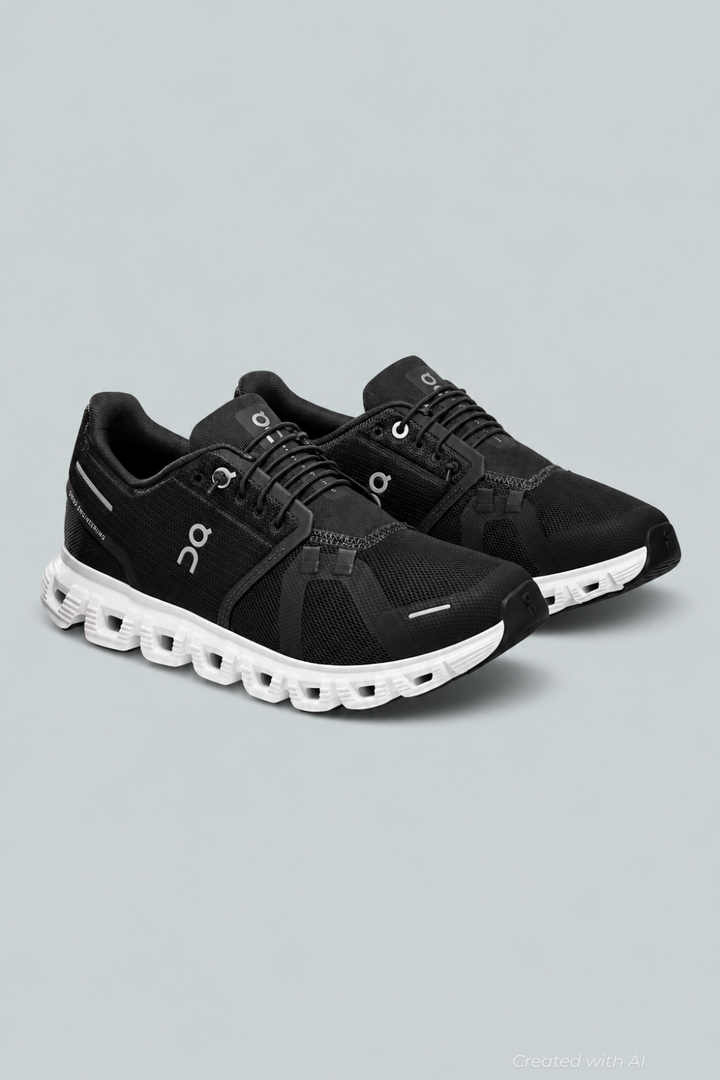 Women’s Cloud 6 Wide Running Sneakers - Black/White - Sneaker