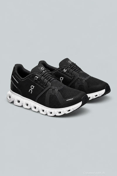 Women’s Cloud 6 Wide Running Sneakers - Black/White - Sneaker