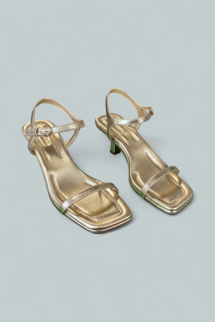 Women’s Coco Square Toe Kitten Heel Sandals - Gold - 6 - Sandal
