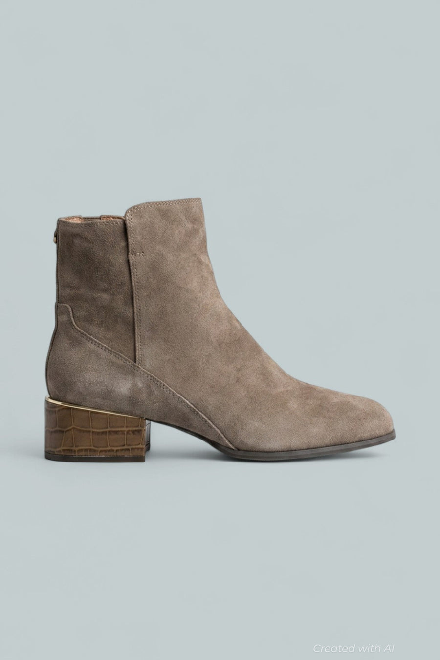 Women’s Croc Embossed Trim Block Heel Booties - Bark - 10 - Bootie