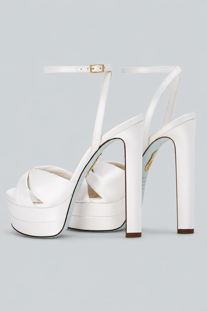 Women’s Cupid Bridal Plateau High Heel Sandals - White - 7.5 US / 37.5 EU - Heels