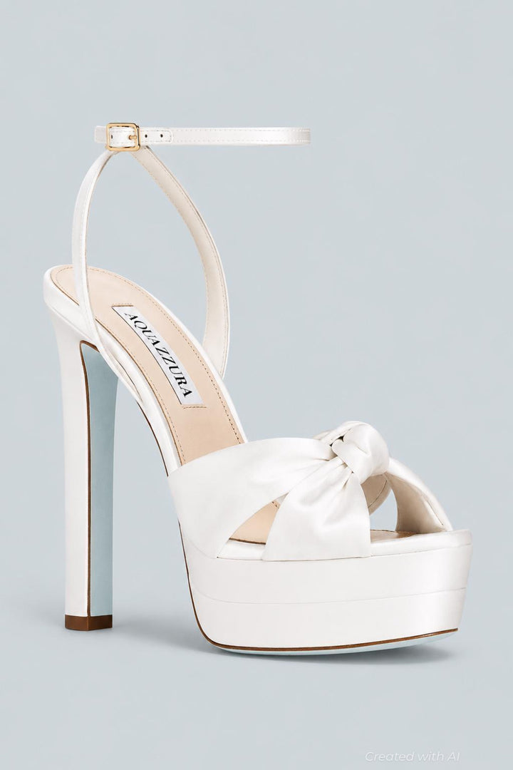 Women’s Cupid Bridal Plateau High Heel Sandals - White - 7.5 US / 37.5 EU - Heels