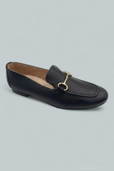 Women’s Daphne Apron Toe Loafers - Black Leather - 5.5 - Loafers