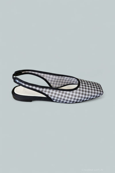 Women’s Daphne Gingham Slingback Flat - Black - Slingback