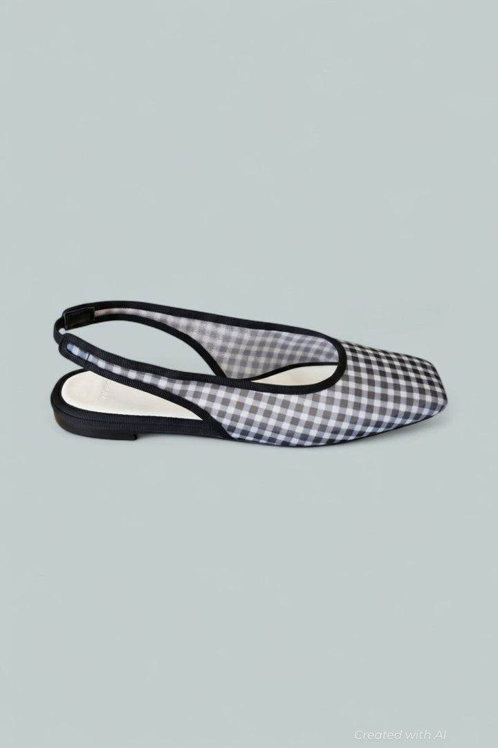 Women’s Daphne Gingham Slingback Flat - Black - Slingback