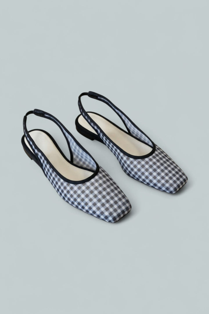 Women’s Daphne Gingham Slingback Flat - Black - Slingback