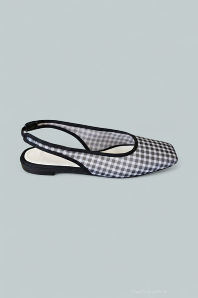 Women’s Daphne Gingham Slingback Flat - Black - Slingback