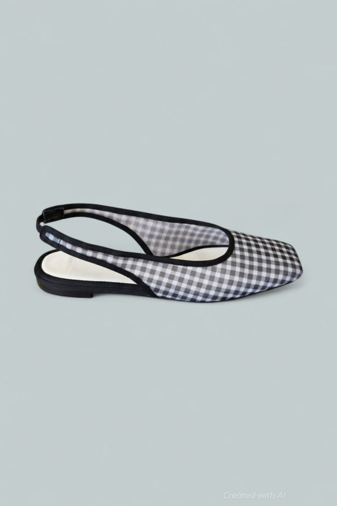 Women’s Daphne Gingham Slingback Flat - Black - Slingback