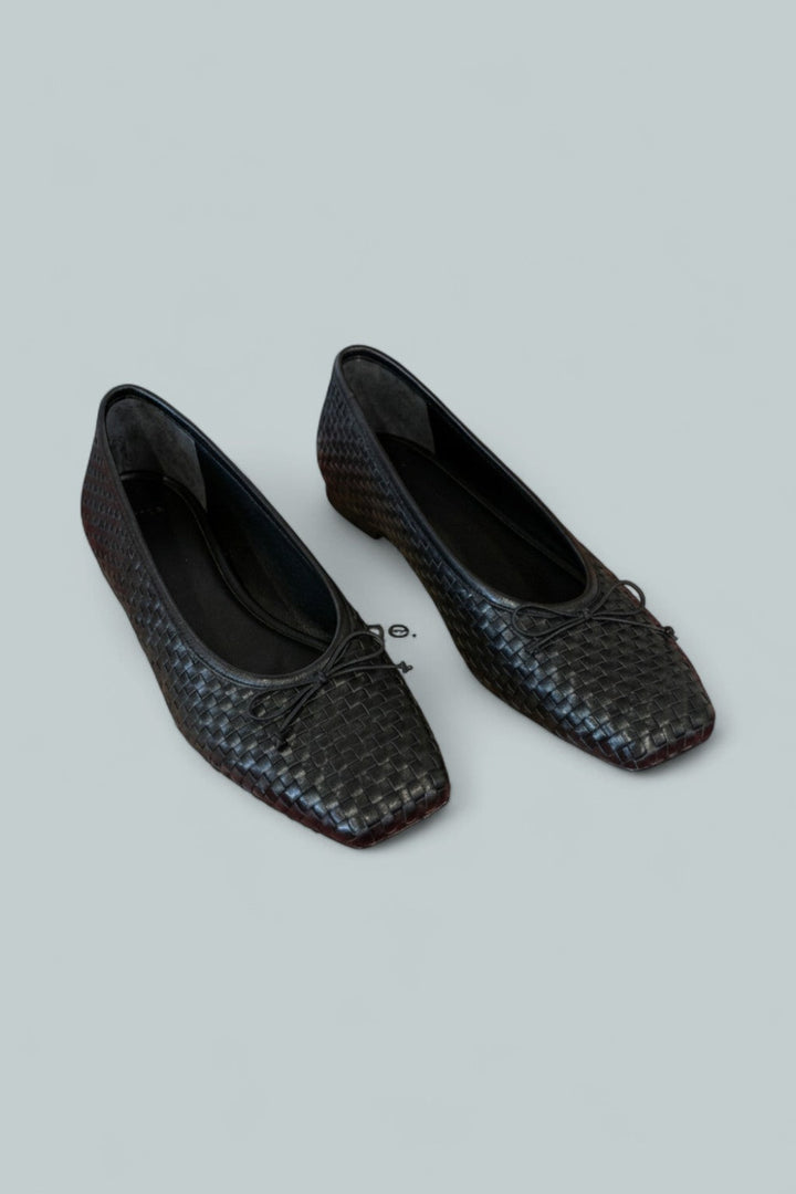 Women’s Darla Woven Leather Ballet Flat - Black - 8 - Flats