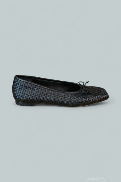 Women’s Darla Woven Leather Ballet Flat - Black - 8 - Flats