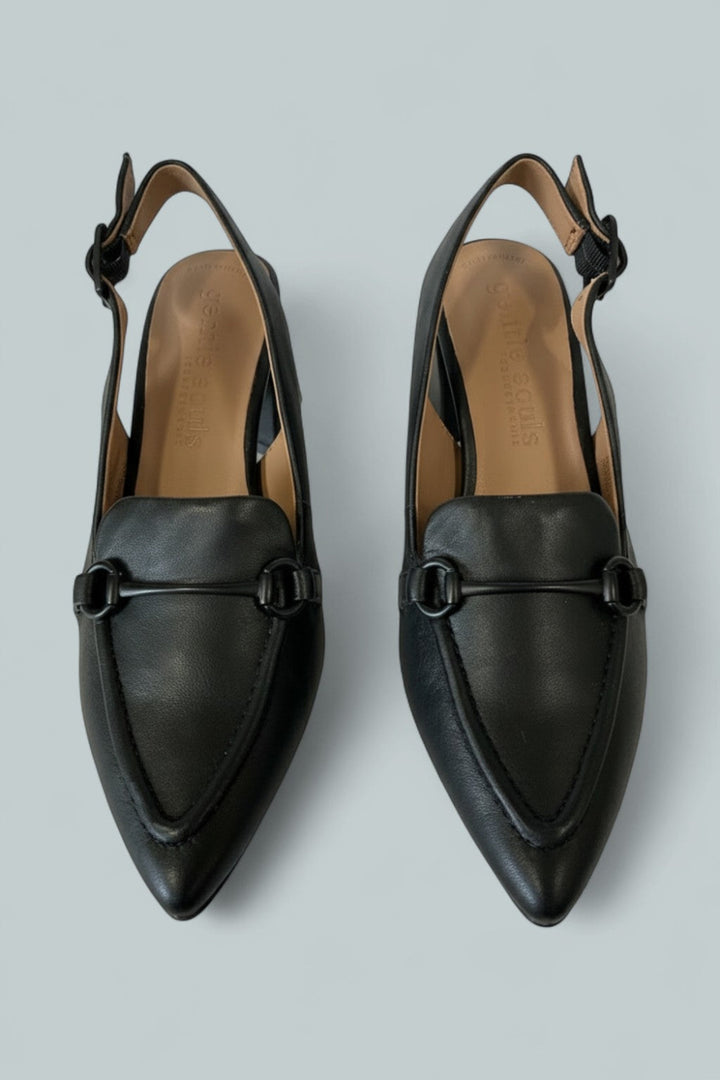 Women’s Dawson Leather Slingback Pumps - Black Leather - 6 - Pumps