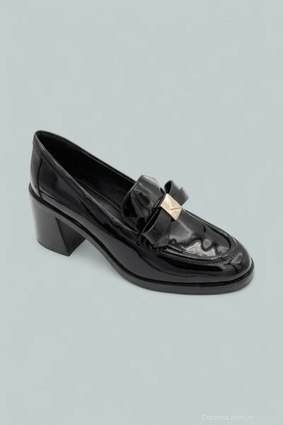Women’s Deco Bow Loafer Pumps - Black - 7.5 - Loafers