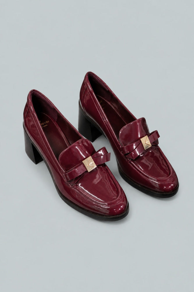 Women’s Deco Bow Loafer Pumps - Dark Merlot - 9.5 - Loafers