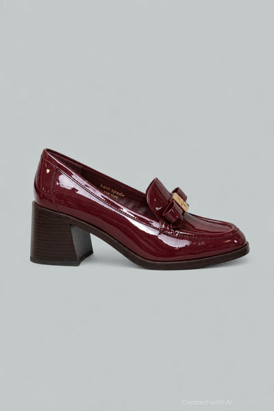 Women’s Deco Bow Loafer Pumps - Dark Merlot - 9.5 - Loafers