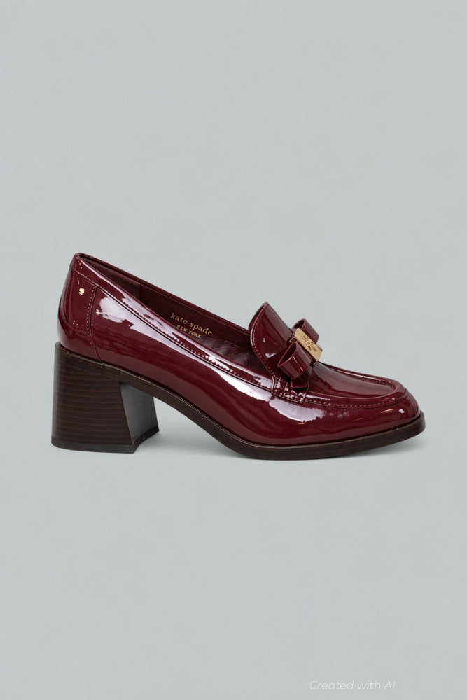 Women’s Deco Bow Loafer Pumps - Dark Merlot - 9.5 - Loafers