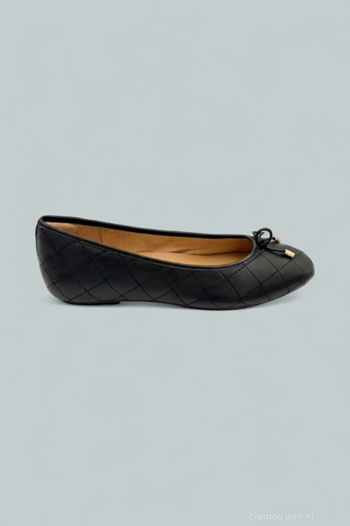 Women’s Delicato Bow Quilted Ballet Flats - All Black - Flats
