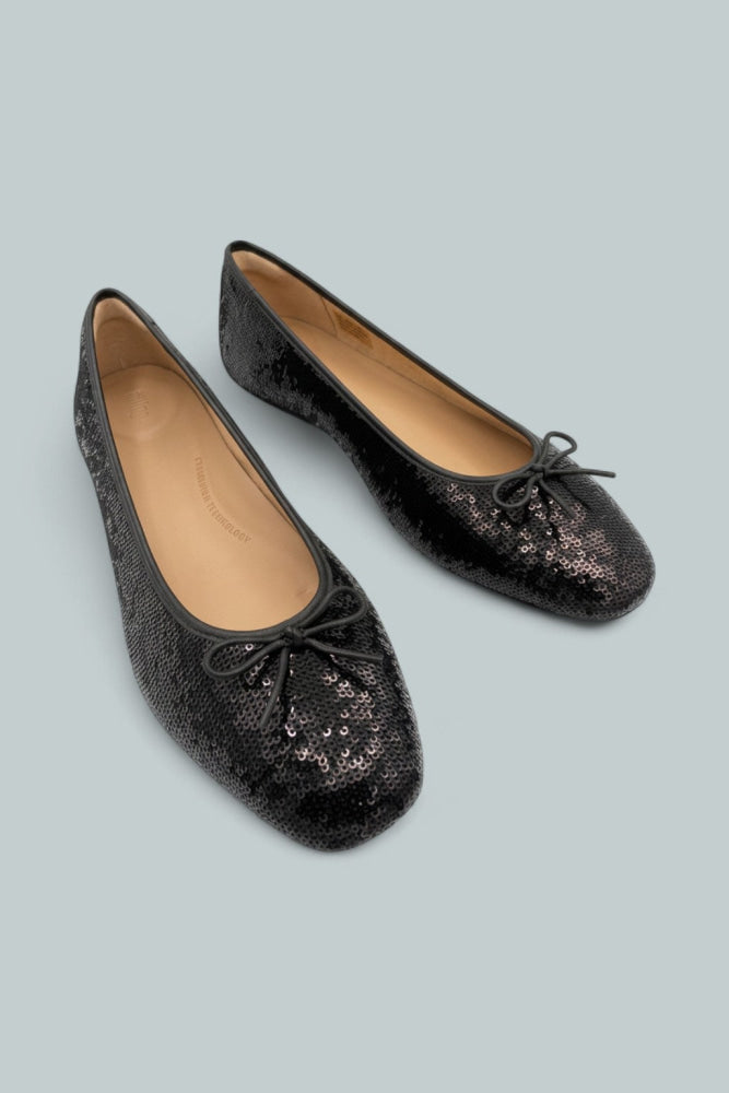 Women’s Delicato Bow Sequin Ballet Flats - Black - Flats