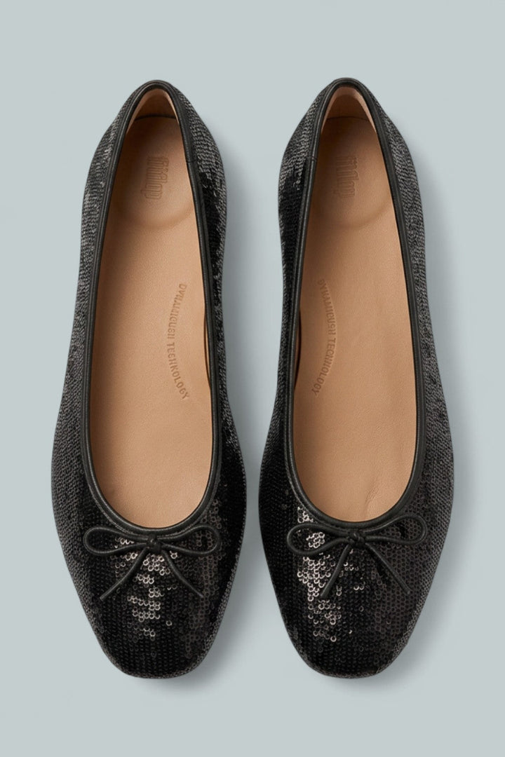 Women’s Delicato Bow Sequin Ballet Flats - Black - Flats